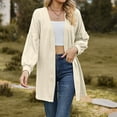 thumbnail image 3 of Scyoekwg Women's Cardigans Fall Coats Solid Color Open Front Cardigan Coat Loose Long Sleeve Casual Lightweight Trendy Cardigan(Beige,S), 3 of 6