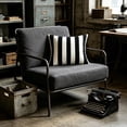 thumbnail image 5 of Summercome 18" x 18" Square Woven Black Stripe Decorative Outdoor Pillow, Spot Clean with Water and Mild Detergent, 5 of 6