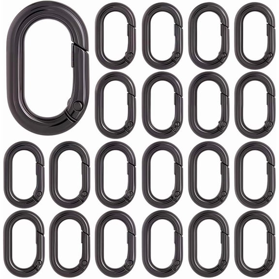 1 Box 18Pcs Spring Oval Ring Jewelry Oval Clasp Metal Spring Key Ring Gate Rings Gunmetal Jewelry Connector Fastener Snap Buckle Carabiner Clips