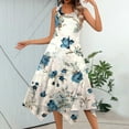 thumbnail image 2 of YDKZYMD Summer Casual Dresses for Women Floral Flowers Wedding Maxi Beach Boho Tank Dresses Hem Sundress Petite Sleeveless Midi Dress with Pockets White M, 2 of 5