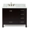 thumbnail image 2 of Ariel Cambridge 43 In. Left Offset Rectangle Single Sink Vanity With Carrara White Marble 0.75 In Countertop In Espresso, 2 of 10