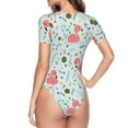 thumbnail image 3 of Uemuo Cute Flamingo Pattern Women's One Piece Short Sleeve Swimsuit Rash Guard Surfing Modest Quick-drying Swimsuit Beach Essentials-Small, 3 of 9