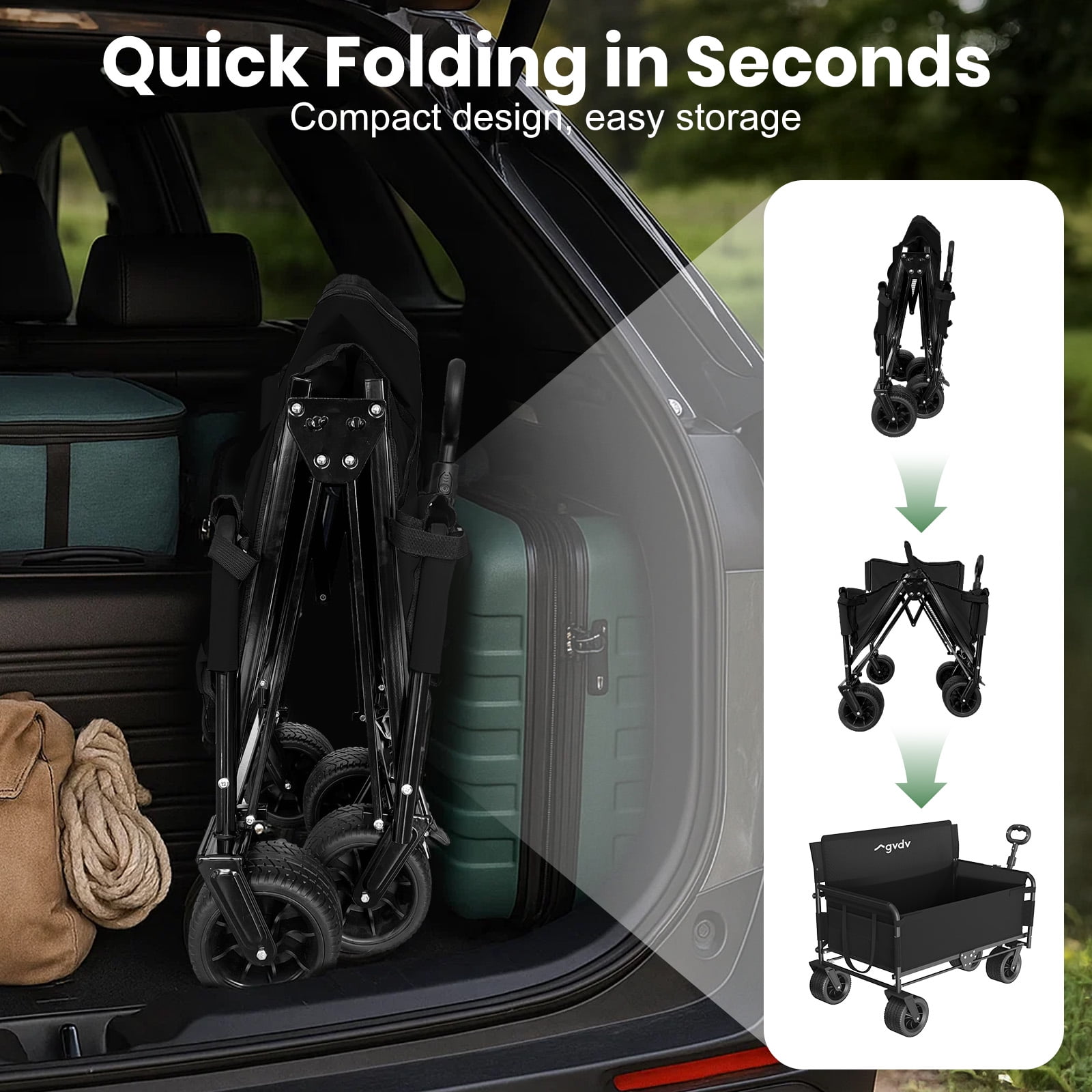 GVDV Folding Wagon with Removable Cushioned Seat