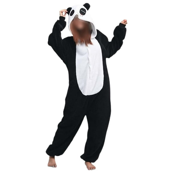 FUNDUFI Womens Animal One-Piece Pajamas Jumpsuit Cute Cartoon Panda Flannel Sleepwear Warm Loose Fit Buttons Up Hooded Jumpsuit Sleepwear