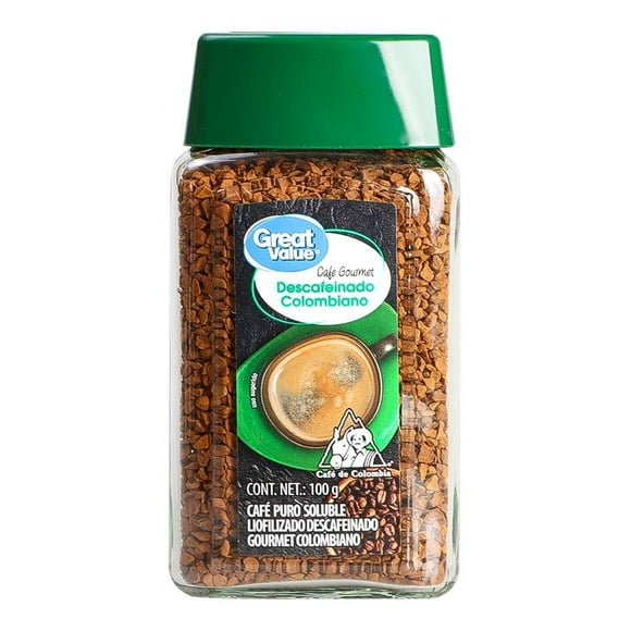 Café soluble Great Value descafeinado colombiano gourmet 100 g
