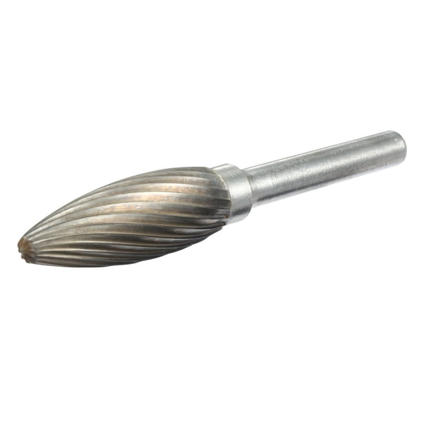 Fresa rotativa en forma de llama de carburo de tungsteno con cabeza de 15/32" y mango de 6 mm