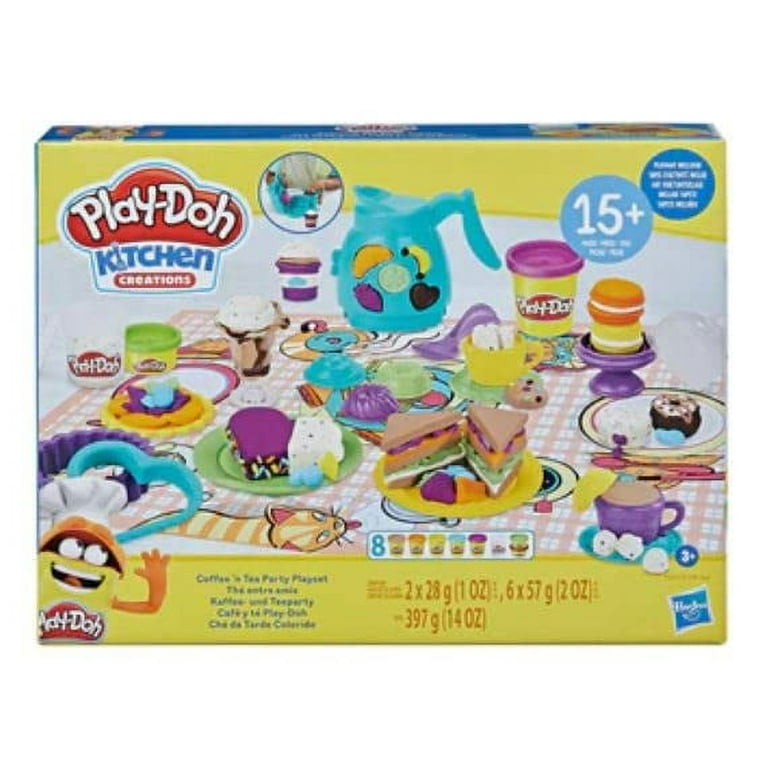 Play-Doh Kitchen Creations - Coffee 'n Tea Party Playset with 8 Colors,  Playmat, Over 15 Tools