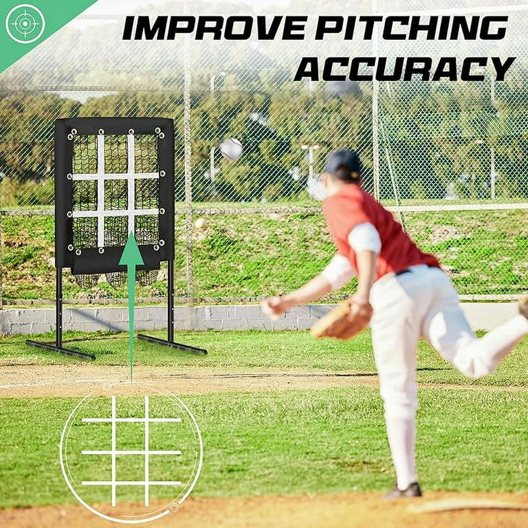 9 Hole Pitching Net Baseball Pitching Target with Strike Zone, Softball Pitching Aid Net, 3 Level Adjustable Height, Portable Training Equipment for 9 Hole Pitching Net Baseball Pitching Target with Strike Zone, Softball Pitching Aid Net, 3 Level Adjustable Height, Portable Training Equipment for