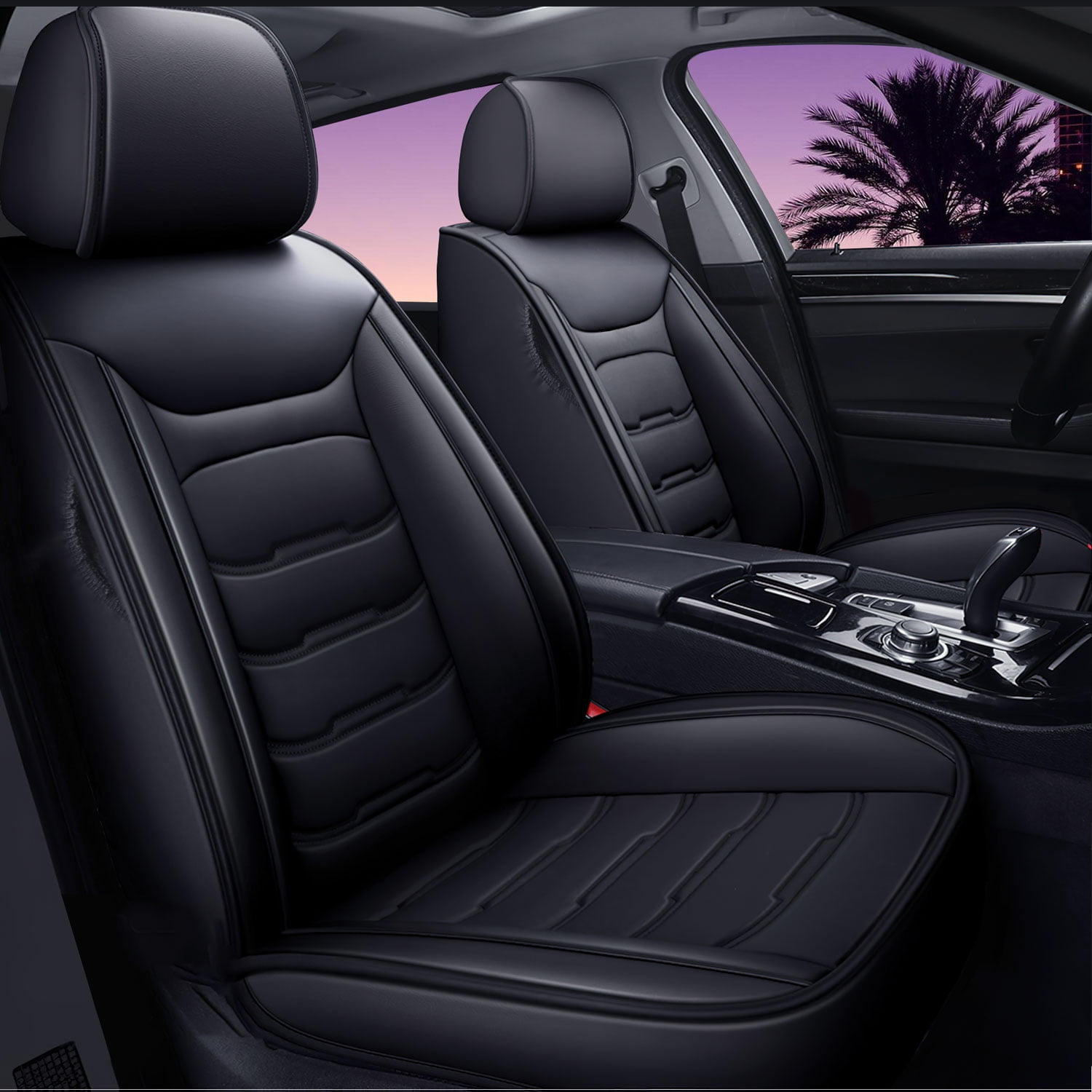 For Ford F150 2016-2023 F250 F350 Crew Cab Pickup Truck Car Seat Covers PU Leather Car Seat Protector Full Set