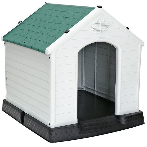 HomGarden 28-inch Plastic Dog House Medium Pet Puppy Shelter Kennel Waterproof W/Air Vents, Green