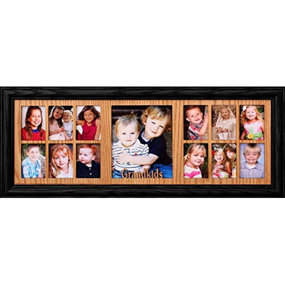 7x20 Grandkids Collage Picture Frame Gift For Grandma Grandpa Or Grandpas Black