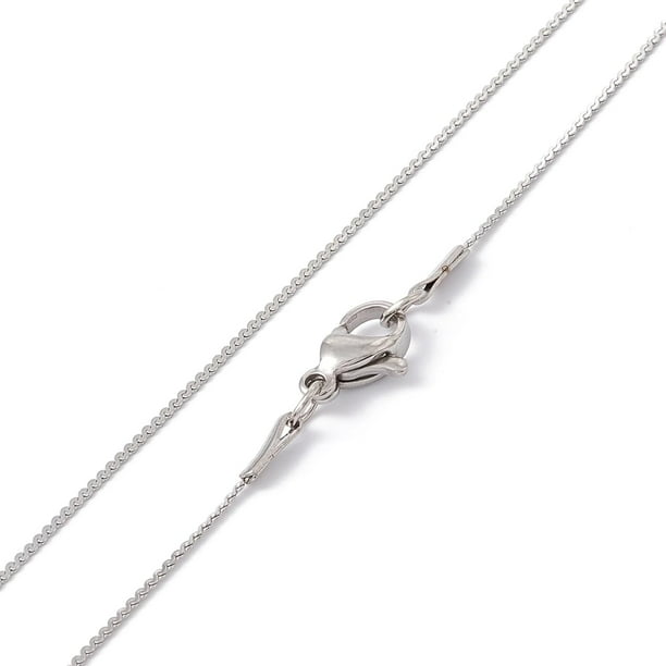 10 collares de cadena serpentina de acero inoxidable 304 para hombre y mujer. Color acero inoxidable.