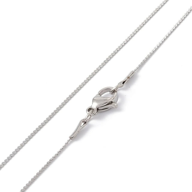 10 collares de cadena serpentina de acero inoxidable 304 para hombre y mujer. Color acero inoxidable.