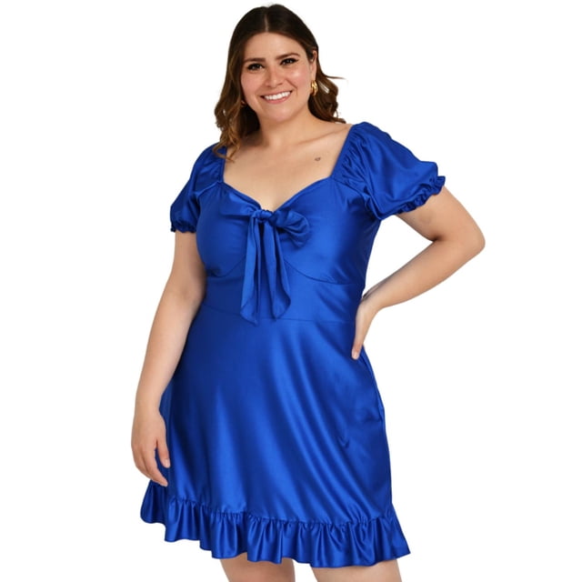 Vestido campesino Roman Fashion / Tallas extras, 4270 (Azul Rey) azul 42 Roman Fashion V-GR-4270-REY
