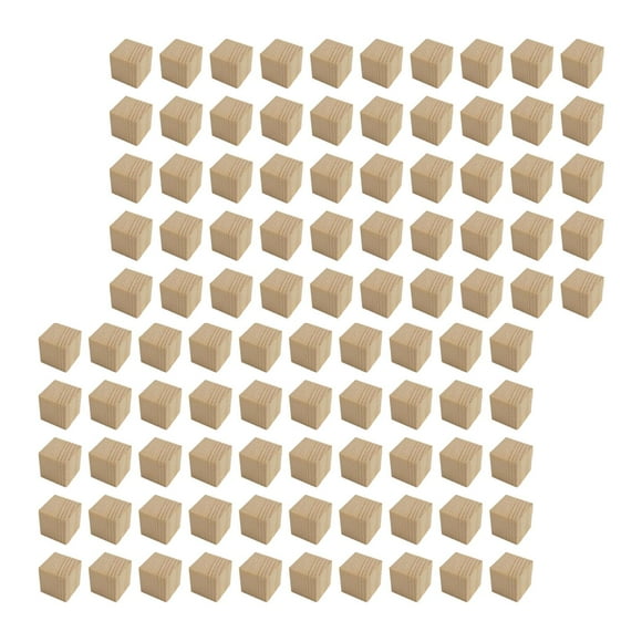 100 Pieces Wooden Blocks Stacking Blocks Educational Square Blocks Solid Wood