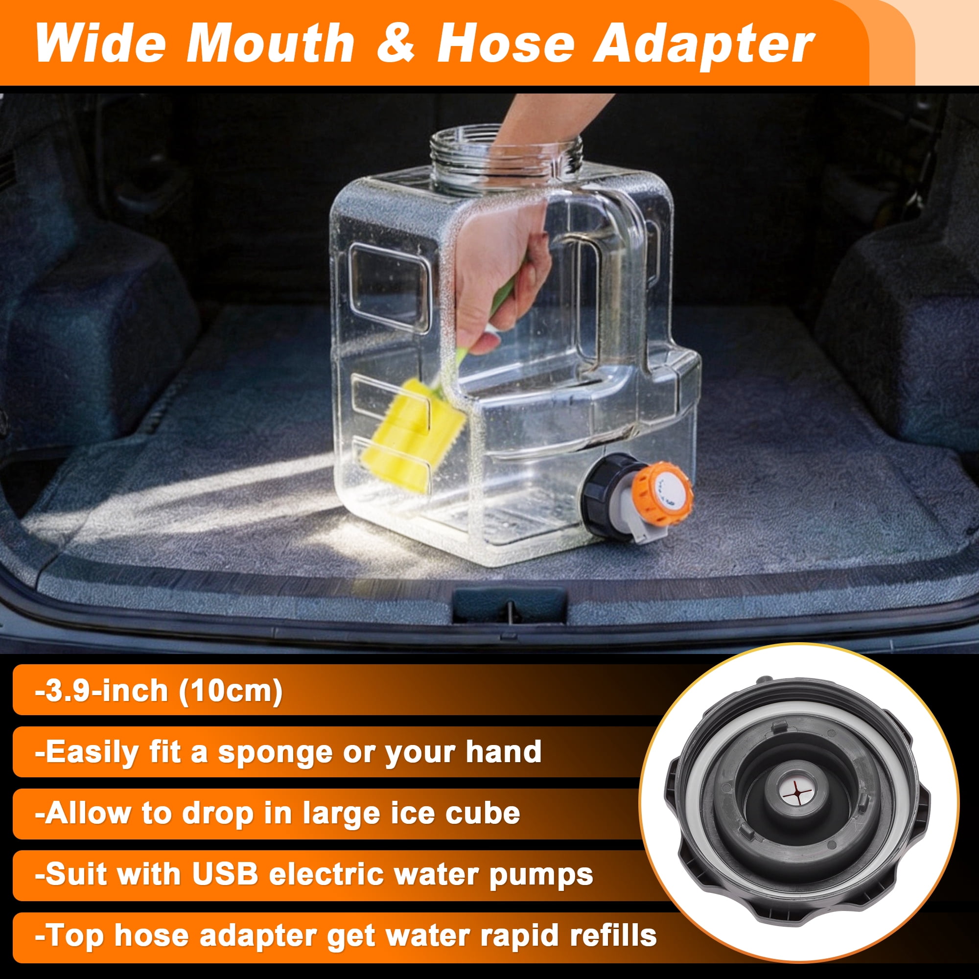 Unique Bargains 8L/2.11Gal Camping Water Jug with Spigot RV Water Storage Tank Emergency Water Container Portable Water Bucket RV Camping Outdoor Picnic No Leakage Adjustable Water Flow Gray