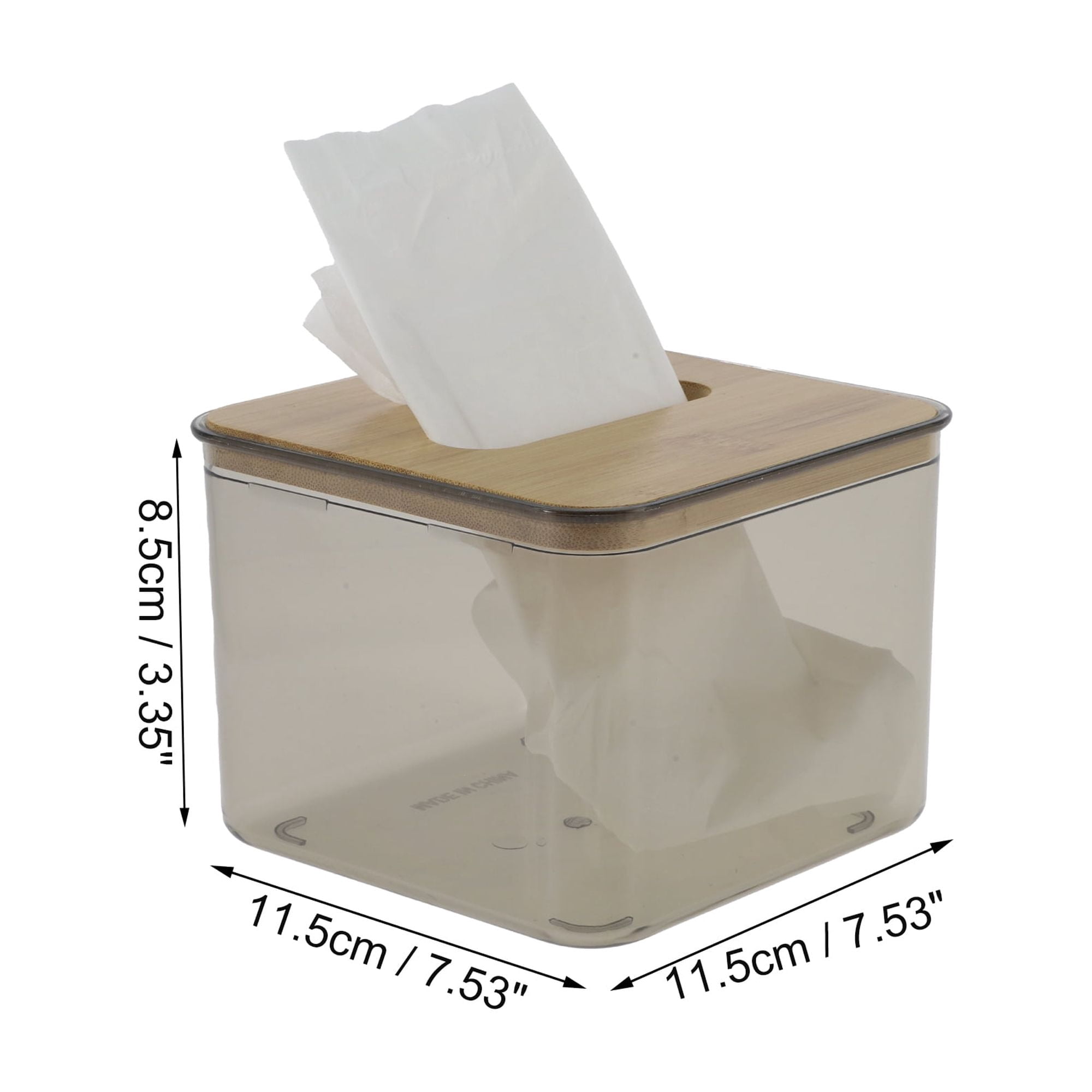 Unique Bargains 1 Pc Convenient Square Tissue Box Holder Clear Black 7.53"x7.53"x3.35"
