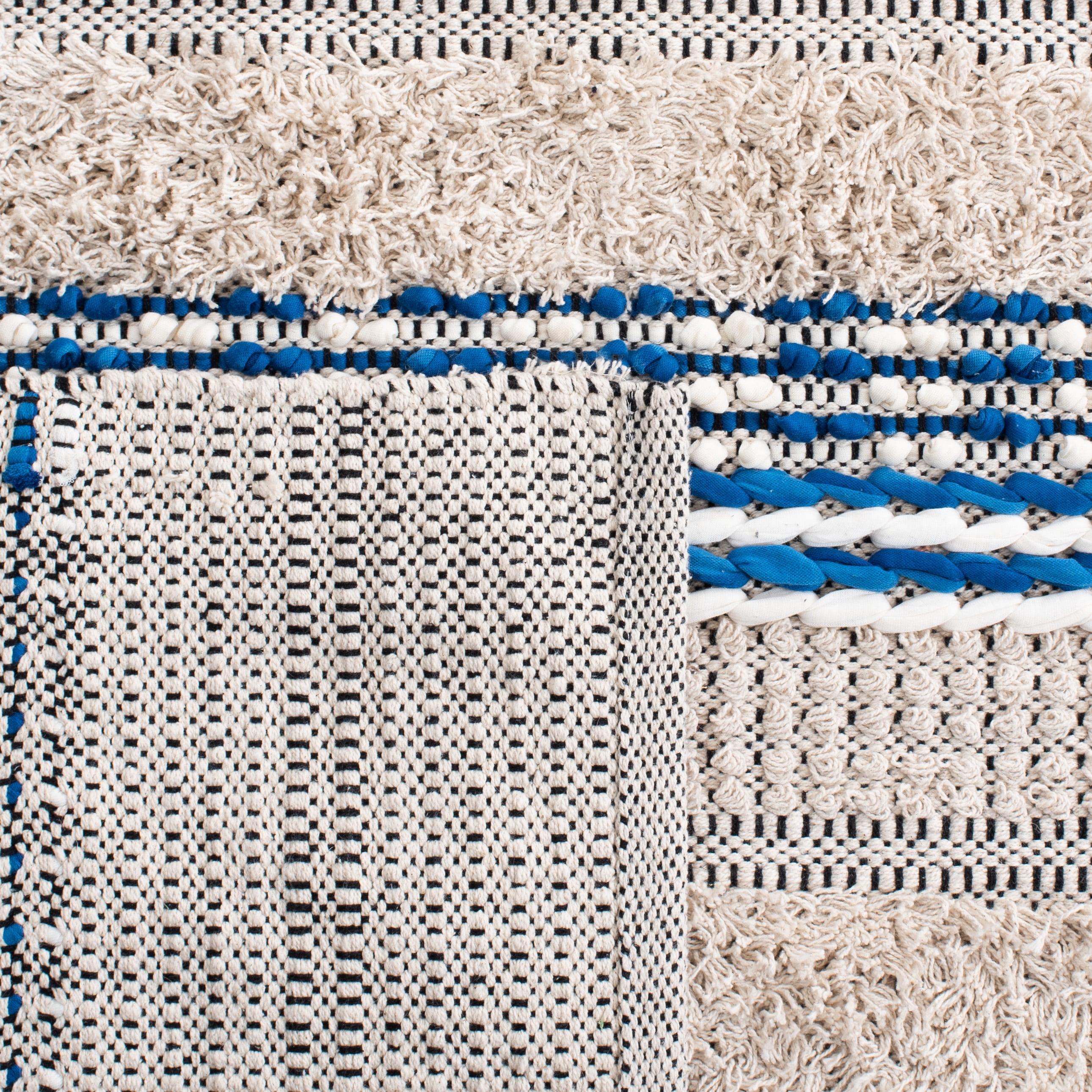 SAFAVIEH Natura Ermintrude Striped Cotton Area Rug, Beige/Navy, 5' x 8'