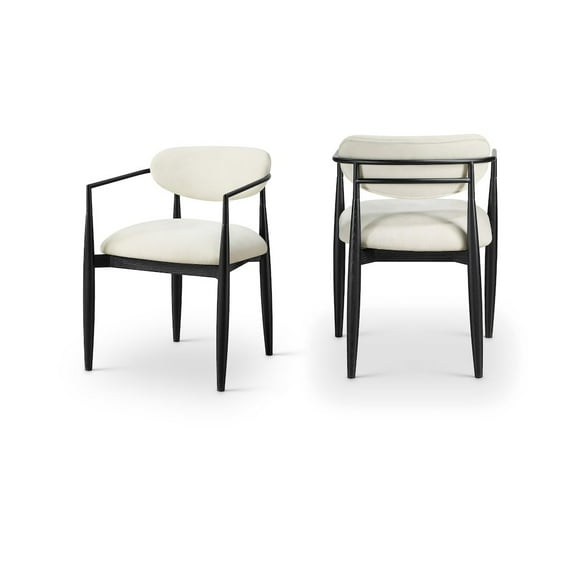 Meridian Furniture Riccio Cream Performance Fabric Upholstered Dining Arm Chair, Set of 2