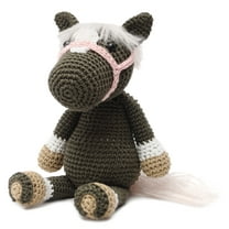 Brown-Grey Wild Horse Handmade Amigurumi Stuffed Toy Knit Crochet Doll VAC