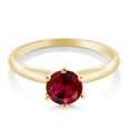 thumbnail image 2 of Gem Stone King 14K Yellow Gold Red Created Ruby Engagement Ring | 1.00 Cttw | Round 6MM | Wedding Solitaire Anniversary Promise Gold Ring for Women | Available in Size 5, 6, 7, 8, 9, 2 of 6