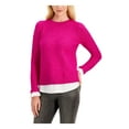 thumbnail image 2 of CHARTER CLUB Womens Purple Pleated Layered-look Long Sleeve Crew Neck Sweater XXL, 2 of 2
