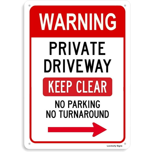 Warning Sign, Private Driveway Keep Clear No Parking No Turnaround Sign Metal Tin Sign 8x12inch
