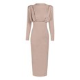 thumbnail image 4 of LYXSSBYX Womens Long Sleeve Dress Hot Sale Clearance Women Fashion Half High Collar Sexy Solid Color Long Sleeve Slim Ankle Length Dress, 4 of 5
