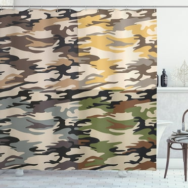 Ambesonne Camo Shower Curtain, Different Colored Patterns, 69"Wx84"L, Multicolor
