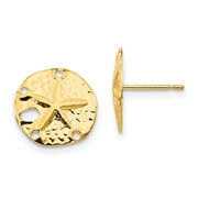 GEMAPEX 14K Yellow Gold Earring Button Women'S 12 mm 10 Madi K Sand Dollar Post Earrings