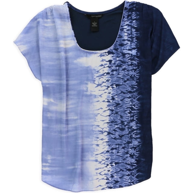 Camiseta gráfica Calvin Klein tie-dye azul mediana