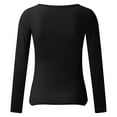 thumbnail image 4 of Entyinea Casual Tunic Tops for Womens Long Sleeve Casual Solid Printed Henley Shirts Black L, 4 of 5