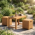thumbnail image 2 of Costway 3PCS Patio Rectangular Table and Stools Set with Hidden Storage Space for Balcony, 2 of 10