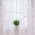 thumbnail image 3 of Haperlare 52" W x 63" L Semi Sheer Curtains Leaf Embroidered Grommet Voile Drapes for Living Room Bedroom Window Treatments, Pink, 2 Panels, 3 of 6