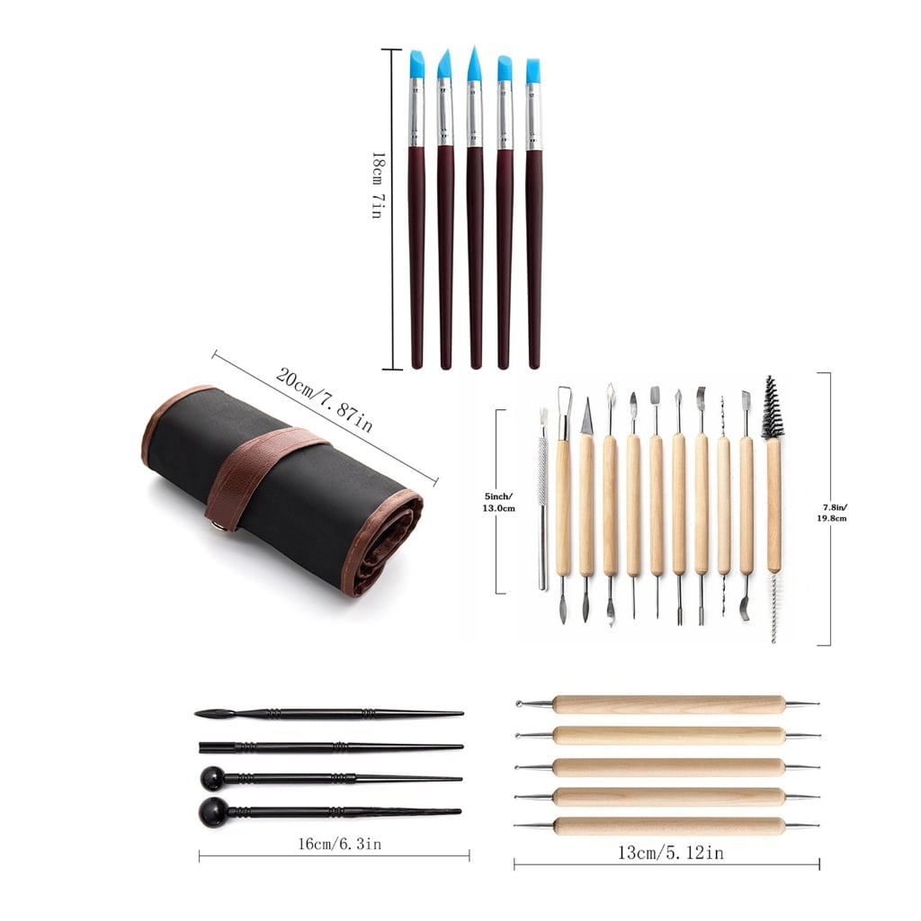 32Pcs Pottery Clay Sculpting Tools Pottery Carving Tools wtih Apron and Bag