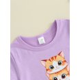 thumbnail image 4 of Kids Girls and Boys Summer T-Shirt Cartoon Cat Print Short Sleeve Round Neck Graphic Tops, 4 of 8