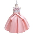 thumbnail image 5 of Odeerbi 2025 Toddler Girls Solid Color Pearl Embroidery Bowknot Birthday Party Flowers Gown Kids Dresses, 5 of 9