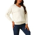 thumbnail image 4 of INSPIRE CHIC Women's V Neck Long Sleeve Sweater Casual Loose Chunky Warm Pullover Sweater Top, 4 of 4