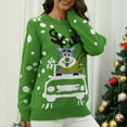 thumbnail image 2 of TFEOQRY Pullover Sweater for Women Loose Christmas Patterned Knitwear Long Sleeved Round Neck Sweater Top Green, 2 of 3