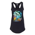 thumbnail image 2 of Pair of Dolphins Swimming in Ocean Animal Lover Ladies Racerback Tank Top, Black, Small, 2 of 3