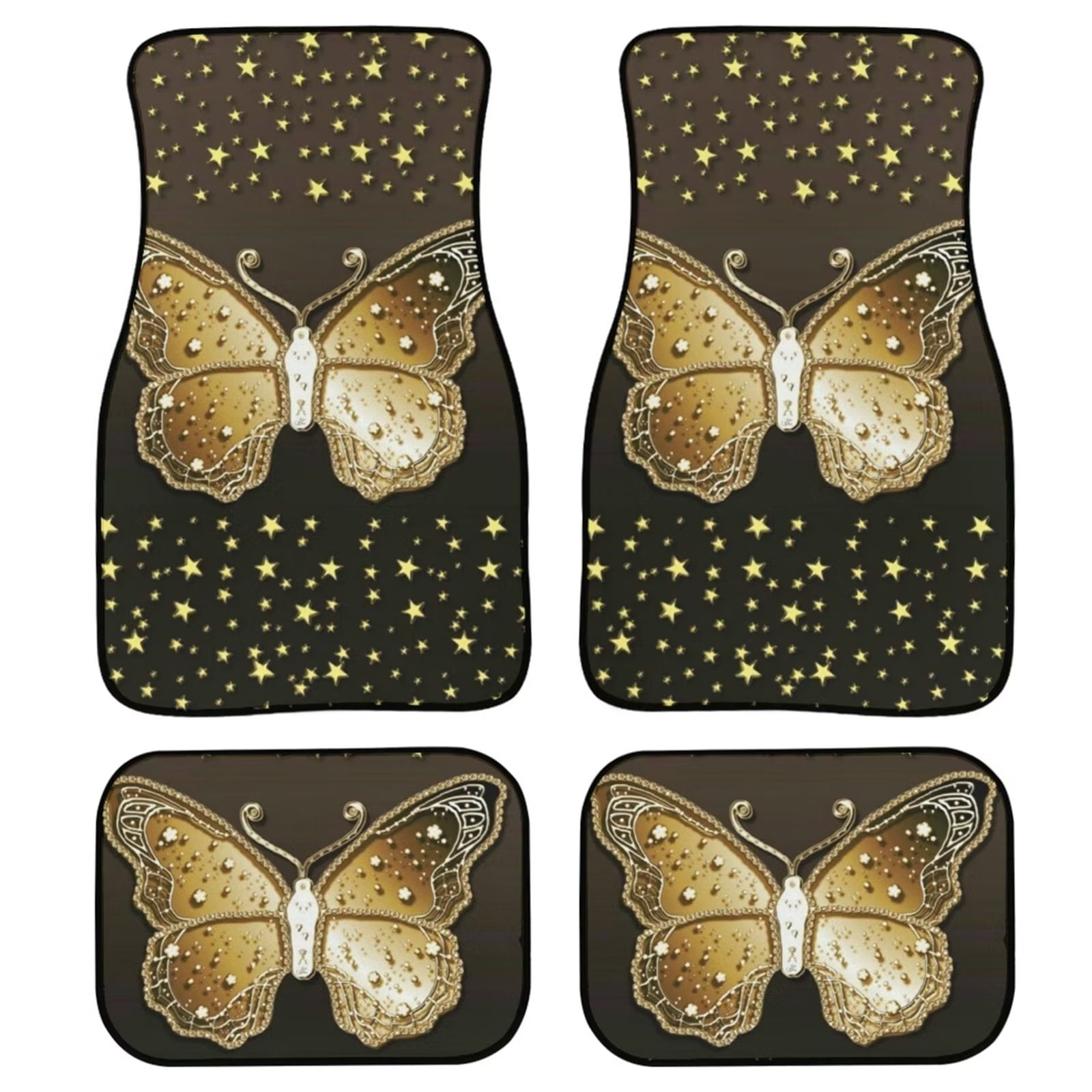FKELYI Star Golden Butterfly Car Liner for Women,Full Set of 4 Heavy