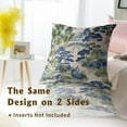 thumbnail image 4 of Navy Blue and Green Pillowcase Set of 2 Chinoiserie Blue Decor Throw Pillows Square 16x16 Inch Green Trees House Bridge Farmhouse Pillow Cushion Covers for Home Living Room Bed Sofa Outdoor Couch, 4 of 8
