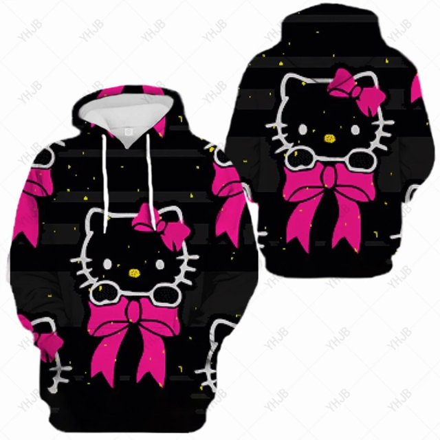 Nouvelle Mode Printemps et Automne Sweat à Capuche Dessin Animé Sweat à Capuche Femme Sweat à Capuche Imprimé Hello Kitty Hauts HOEMLIN