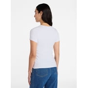 Time and Tru Womens Slim Fit Crewneck Tee with Short Sleeves, Sizes XS-L