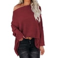 thumbnail image 2 of XMHJSMD Women's Slim-Fit Plus Size Tops Womens Oversized One Shoulder Long Sleeve Blouse Pullover Tunic Sweaters Tops (Wine Red,Xl), 2 of 6