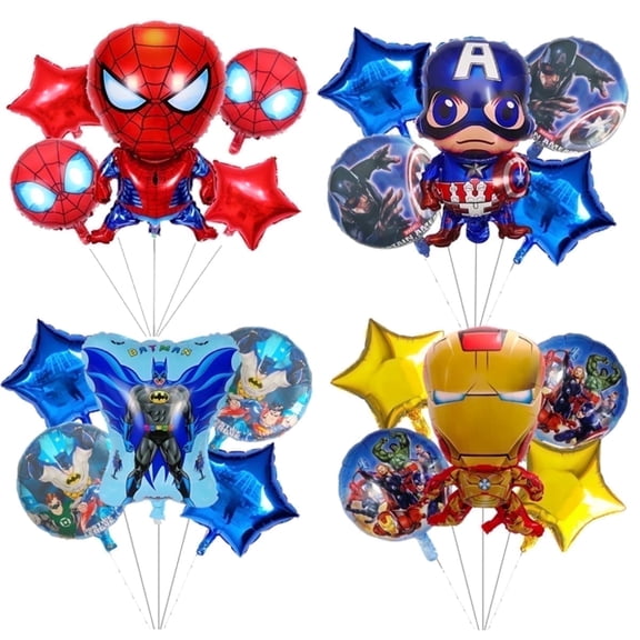 BCD-PRO Superheroes Birthday Party Balloon Decorations Multicolor 4-Pack Foil 20 Pieces