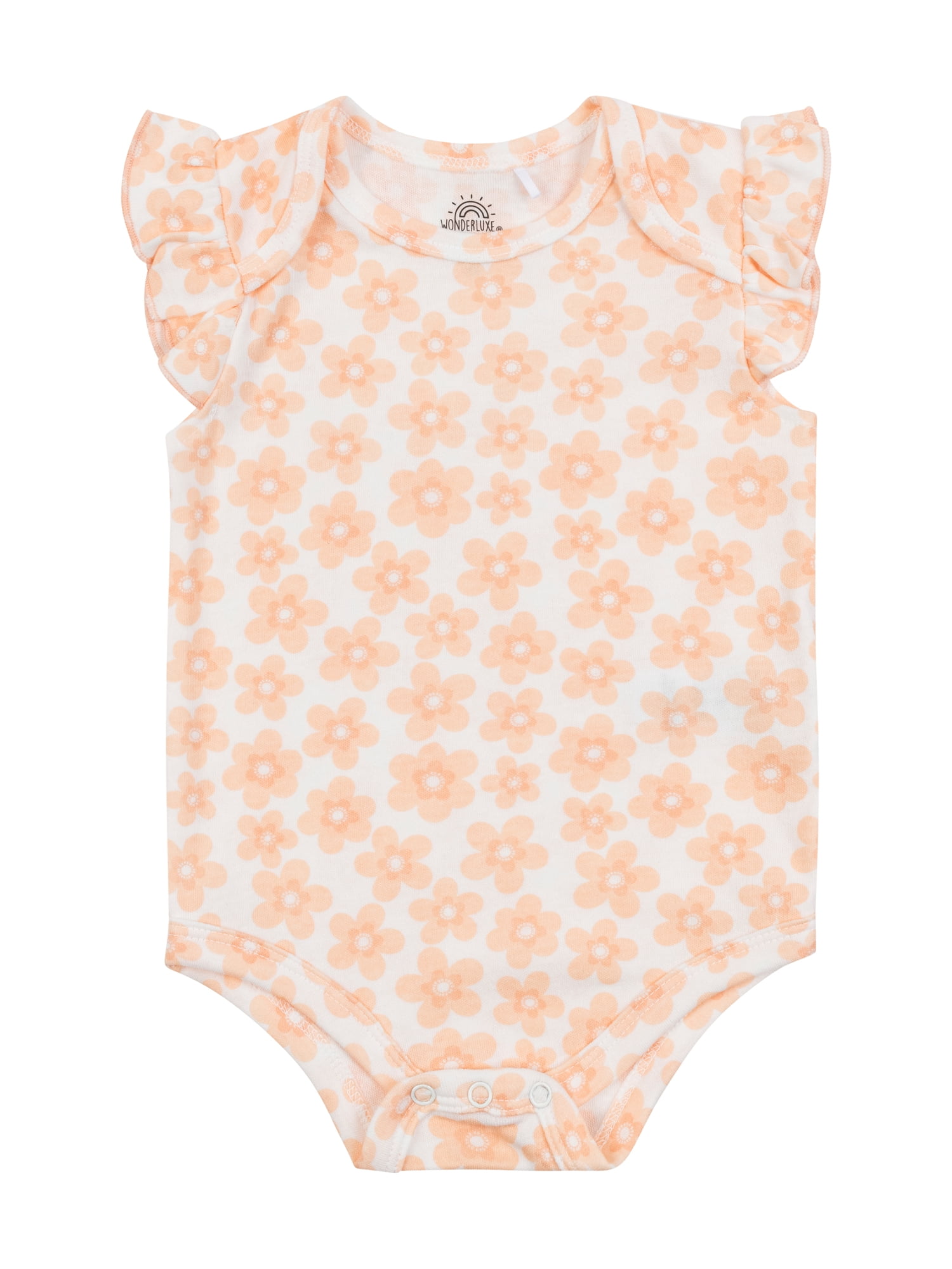 Wonderluxe Newborn Girls' Short Sleeve Bodysuits, 3-Pack, Sizes 0-3M-6-9M