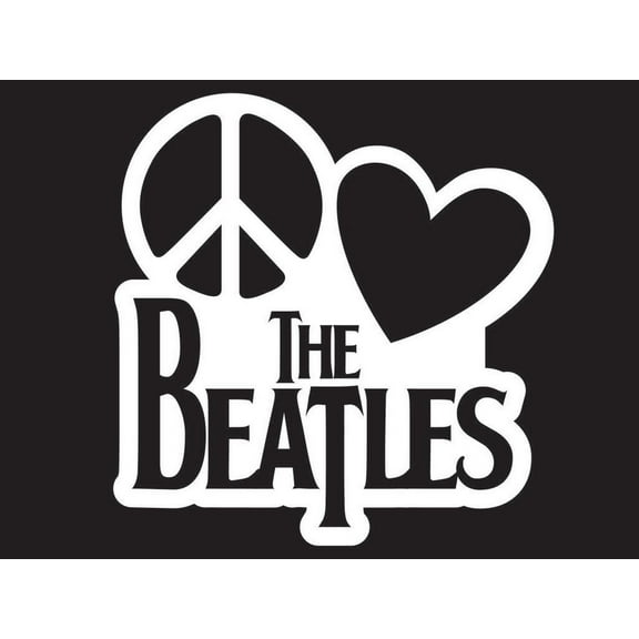 Peace Love The Beatles Vinyl Decal Sticker | Cars Trucks Vans Walls Laptops Cups | White | 6 X 5.8 Inch | KCD1635W