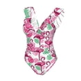 thumbnail image 4 of Yiaed Flamingo Print Women's Ruffled One Piece Swimsuit V Neck Swimwear Slimming Monokini for Woman-XX-Large, 4 of 8