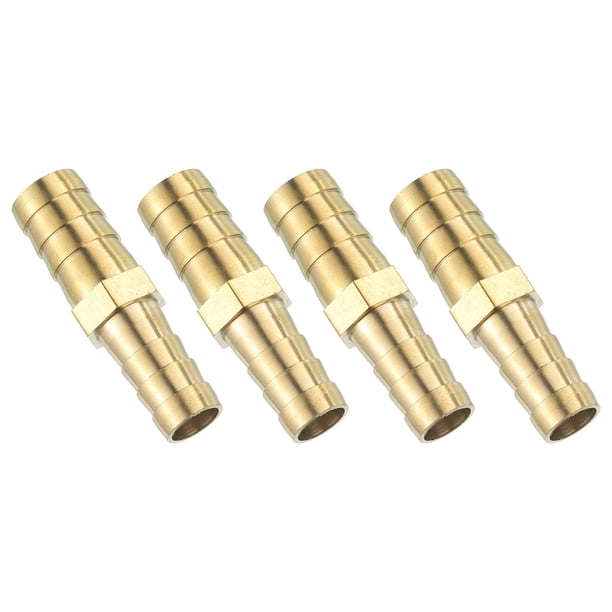 Conector recto de manguera Barb de latón de 4 paquetes, accesorio de latón de 1/2"x3/8" ID, reductor de accesorios de manguera de aire para conectar agua, combustible, aire, mangueras de aceite